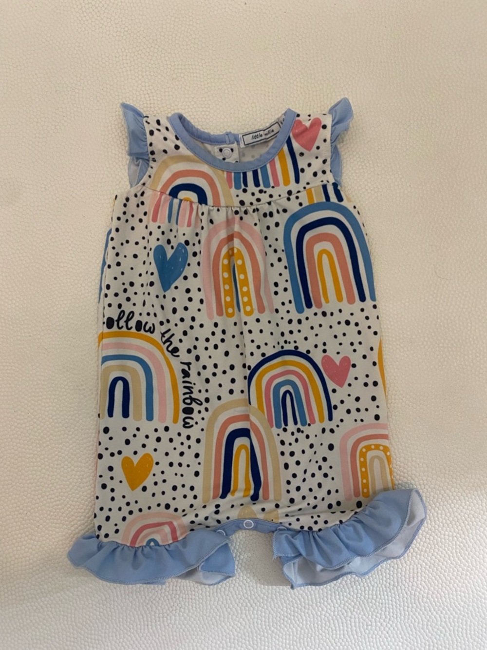 Little Millie 6 month rainbow onesie